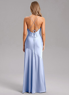 Azazie Grata Abiti da Damigella Abito Sirena in Raso Elasticizzato Spacco Laterale Ghiaccio image2