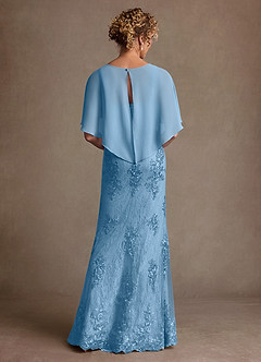 Azazie Amrita Abiti per la Madre della Sposa Abito Sirena in Chiffon Pizzo Blu Acciaio image3