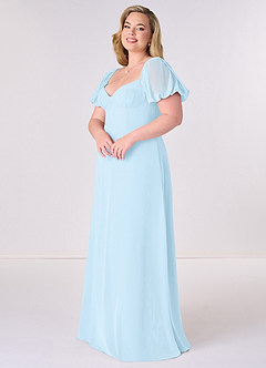 Barbie ♥ Azazie Bridesmaid Dresses Sky Blue A-Line Pleated Chiffon Dress image9