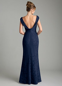 Azazie Kieryn Bridesmaid Dresses Dark Navy Mermaid Pleated Floral Burnout Dress image7