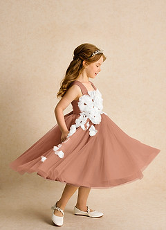 Azazie Dovey vestidos de niña de las flores Vestido de Bronceador de Tul de Princesa con Lazo image5