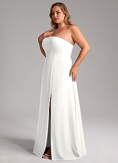 Azazie Wren Bridesmaid Dresses White A-Line Side Slit Chiffon Convertible Dress image12