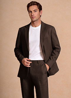 front Wesley Marron Foncé veste de costume en lin mélangé