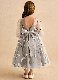 Azazie Elowen Flower Girl Dresses Taupe A-Line Sweetheart Neckline Lace Dress image2