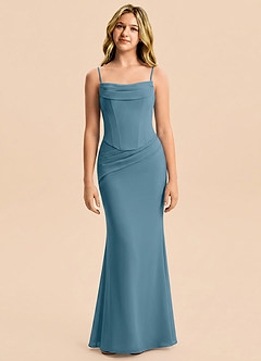 Azazie Sorrel Junior Bermuda Mermaid Pleated Chiffon Dress image5