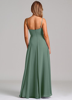 Azazie Elle Brautjungfernkleider A-Linie Plissee Chiffon Kleid Eukalyptus image7