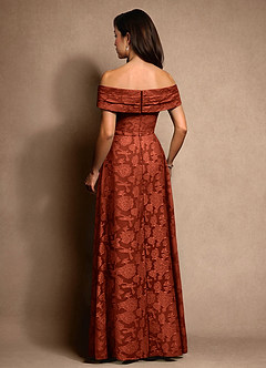 Azazie New Britain Moeder van de bruid jurken A-Lijn Jurk van Bloemen Burn-out Geplooid Kastanjebruin image3