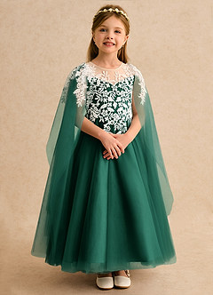 Azazie Dandelion Robe Demoiselle D'honneur Fillette Robe Princesse en Dentelle émeraude image7