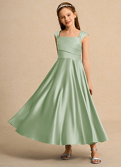 Azazie Bundle Junior Formal Flower Girl Klänningar Klä A-Line i Matt satäng Plisserad image6