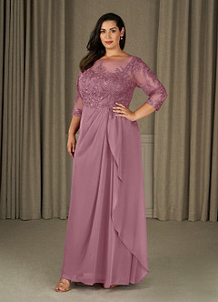 Azazie Calanthe Mother of the Bride Dresses Vintage Mauve A-Line Scoop Chiffon Dress image6