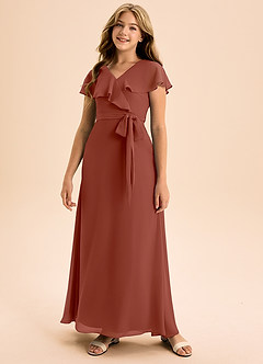 Azazie Lainey Junior Auburn A-Line with Pockets Chiffon Dress image4
