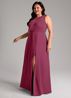 Azazie Phaedra Bridesmaid Dresses Mulberry A-Line One Shoulder Chiffon Dress image12