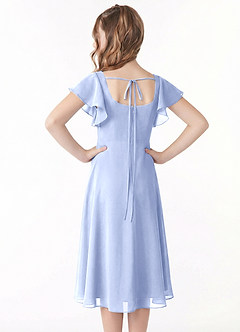 Azazie Bondi Junior Linia A Marszczony Szyfon Długość herbaty Młodsza druhna Sukienka image3