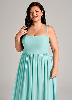 Azazie Calianna Bridesmaid Dresses Aqua A-Line Off the Shoulder Chiffon Convertible Dress image11