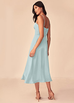 Azazie Dottie Bridesmaid Dresses Mist A-Line Stretch Satin Dress image5