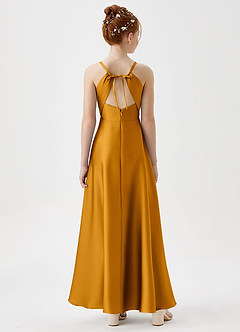 Azazie Avelina Junior Butterscotch A-Line Pleated Stretch Satin Dress image6