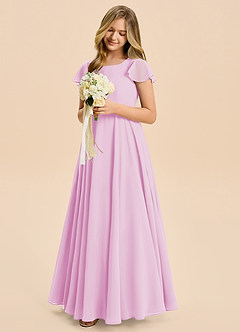 Azazie Cady Junior Candy Pink A-Line Pleated Chiffon Dress image4