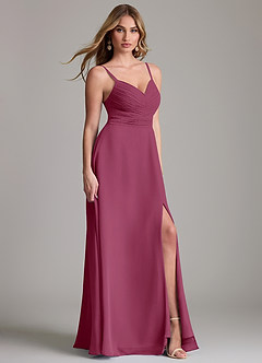 Azazie Terese Bridesmaid Dresses Mulberry A-Line Pleated Chiffon Dress image3