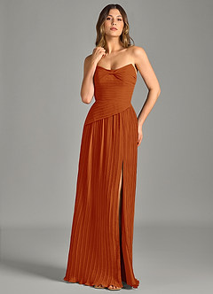 Azazie Becka Final Sale Paprika A-Line Strapless Chiffon Dress image1
