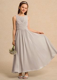 Azazie Ducky Junior Formal vestidos de niña de las flores Vestido de Escarcha de Gasa de Corte En A con Plisado image1