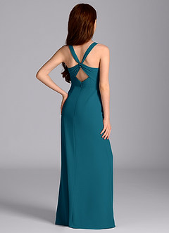 Azazie Mero Junior Abito Sirena in Chiffon Plissettato Blu Inchiostro image2