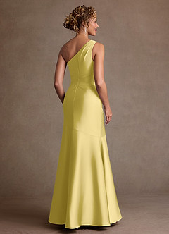 Azazie Haifa Klänningar till brudens mor Klä Sjöjungfru i Stretch Satin Ena axeln Kanariefågel image2