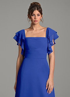 Azazie Dacia Bridesmaid Dresses Royal Blue A-Line Ruched Chiffon Dress image2