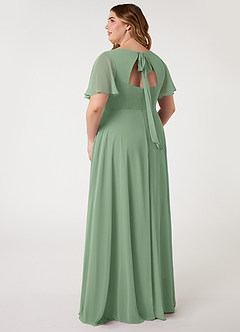 Azazie Kimber Bridesmaid Dresses Matcha A-Line Flounce Sleeve Chiffon Dress image3