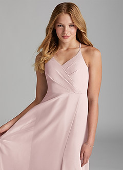 Azazie Davis Junior A-Linie Chiffon Kleid Zartrosa image6
