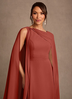 Azazie Liddie vestidos de madre de la novia Vestido de Terracota de Gasa de Corte en A con Plisado image6