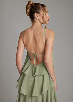 Azazie Deena Bridesmaid Dresses Pistachio A-Line Ruched Chiffon Dress image6