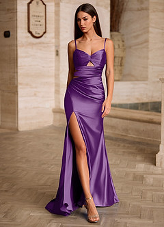 Celeste Grape Cutout Corset Satin Prom Dress image3