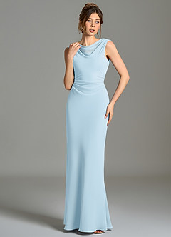 Azazie Kieryn Bridesmaid Dresses Sky Blue Mermaid Pleated Chiffon Dress image4