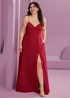 Barbie ♥ Azazie Bridesmaid Dresses Scarlet A-Line with Pockets Chiffon Dress image7