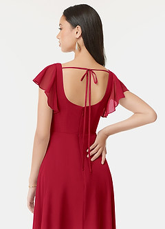 Azazie Bondi Bridesmaid Dresses Scarlet A-Line Ruffled Chiffon Dress image3