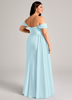 Azazie Amyra Bridesmaid Dresses Cloud Blue Sheath Off the Shoulder Chiffon Convertible Dress image13