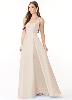 Azazie Neve Bridesmaid Dresses White Alabaster Ball-Gown with Pockets Stretch Satin Dress image3