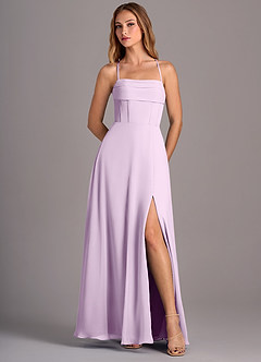 Azazie Carolyn Bridesmaid Dresses Frosted Lilac A-Line Pleated Chiffon Dress image5