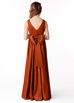 Azazie Hathaway Junior Paprika A-Line Bow Stretch Satin Dress image4
