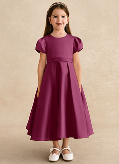 Azazie Princess vestidos de niña de las flores Vestido de Mora de Satin Mate de Corte En A con Plisado image5
