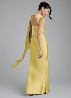Azazie Taj Bridesmaid Dresses Canary Mermaid Corset Stretch Satin Dress image8