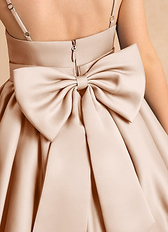Azazie Davine Flower Girl Dresses English Rose A-Line Spaghetti Strap Matte Satin Dress image10