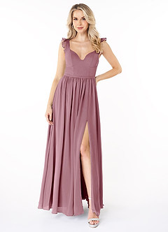 Azazie Stassie Bridesmaid Dresses Vintage Mauve A-Line Sweetheart Ruched Chiffon Dress image1