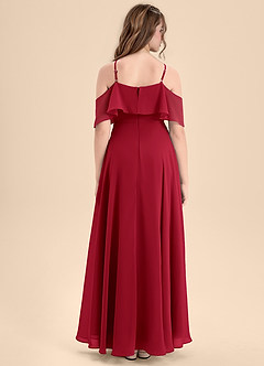Azazie Tessabelle Junior Scarlet A-Line Off the Shoulder Chiffon Dress image2