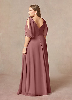 Azazie Bronwyn Kleider für die Brautmutter A-Linie V-Hals Gerüscht Chiffon Kleid Wüstenrose image9