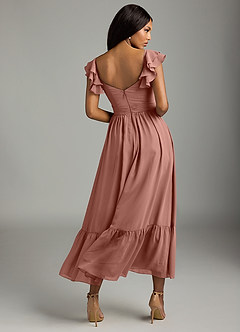 Azazie Anaya Robes de demoiselle d'honneur Robe Trapèze en Mousseline de soie Plissée Rose De Cèdre image5