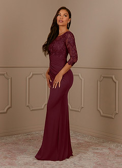 Azazie Fatemah Mother of the Bride Dresses Cabernet Mermaid Scoop Lace Lace Dress image2