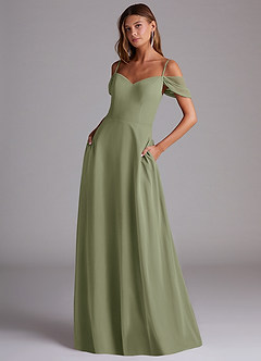 Azazie Marley Bridesmaid Dresses Pistachio A-Line Off the Shoulder Chiffon Convertible Dress image1