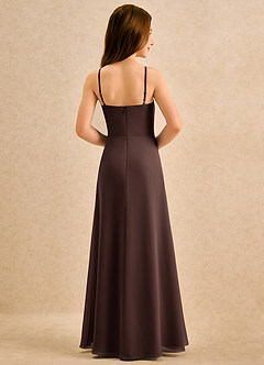 Azazie lolly Girls Formal Robe Demoiselle D'honneur Fillette Robe Trapèze en Mousseline de soie Plissée Ganache image2