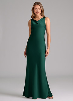 Azazie Allettie Bridesmaid Dresses Emerald Mermaid Stretch Satin Dress image6